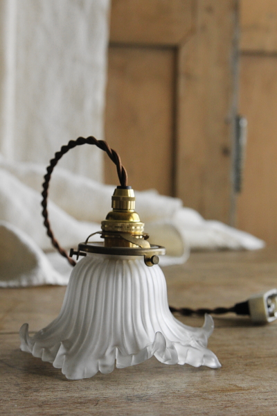 アンティークフロストガラスランプシェード ペンダントランプ アール