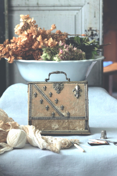 アンティークソーイングボックス 裁縫箱 手芸 メルスリー フランス