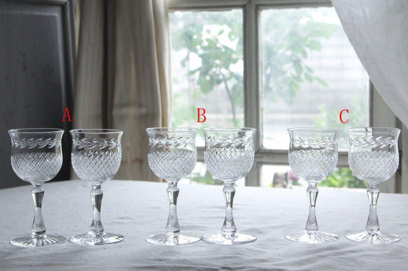 ヴィンテージカットクリスタルシェリーグラス ステムグラス イギリス