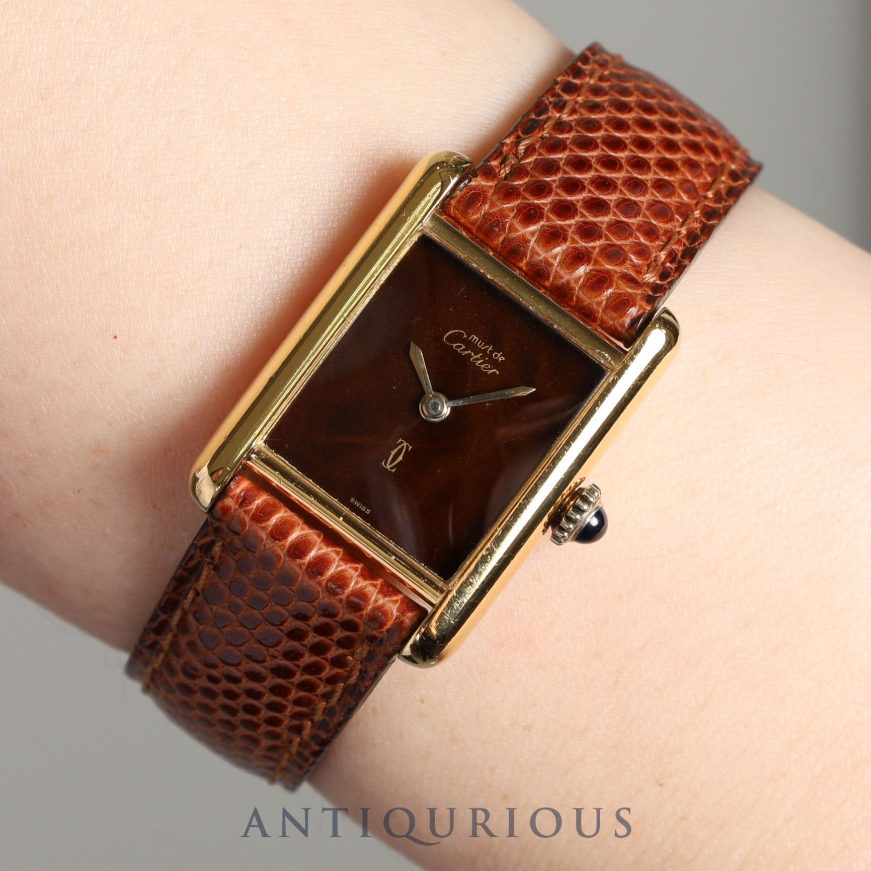 カルティエ マストタンクSM 手巻き SV925 純正ベルト 純正尾錠（GP