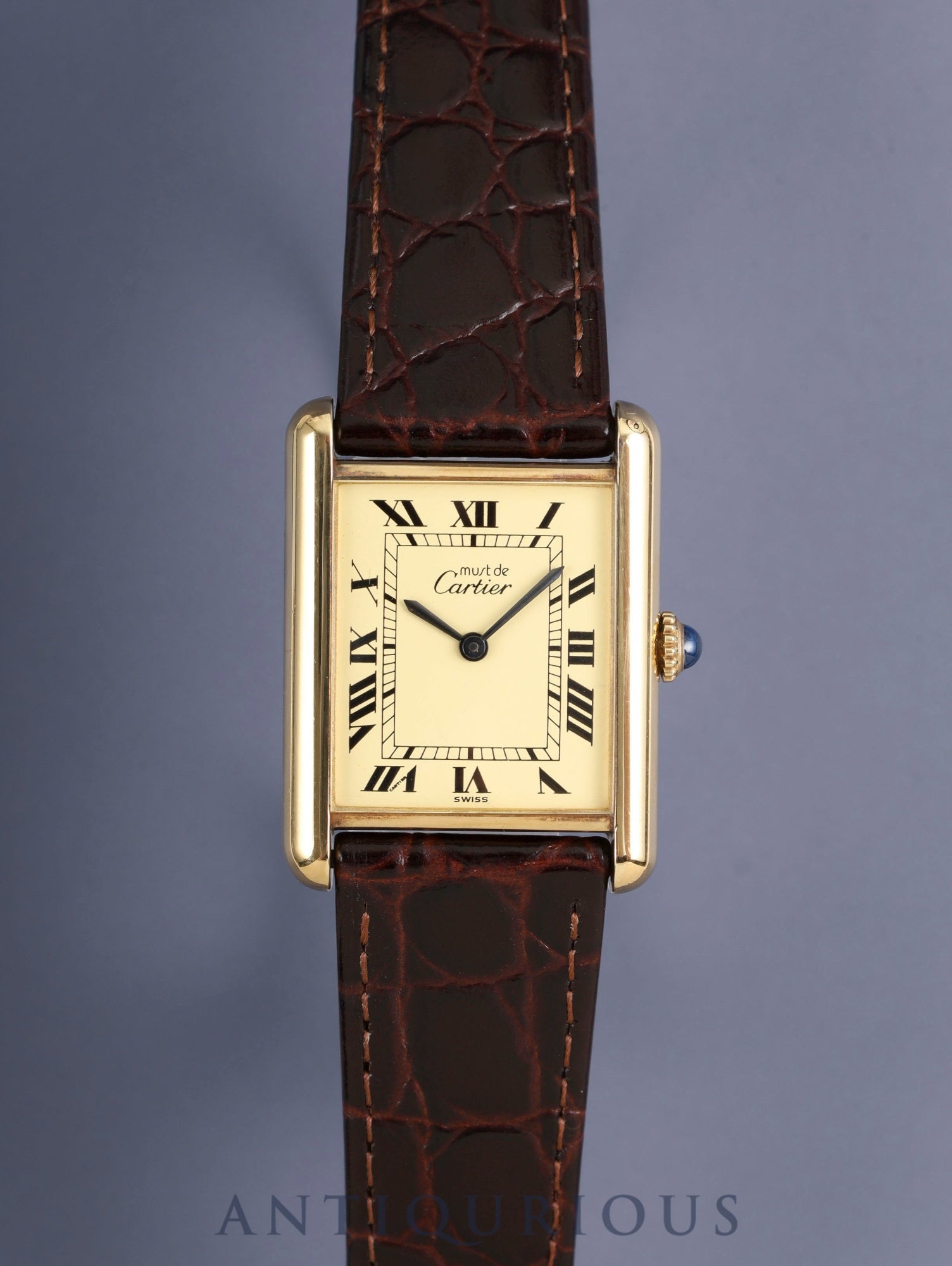 カルティエ マストタンク LM 手巻き Cal.78-1 SV925 革 純正尾錠（GP