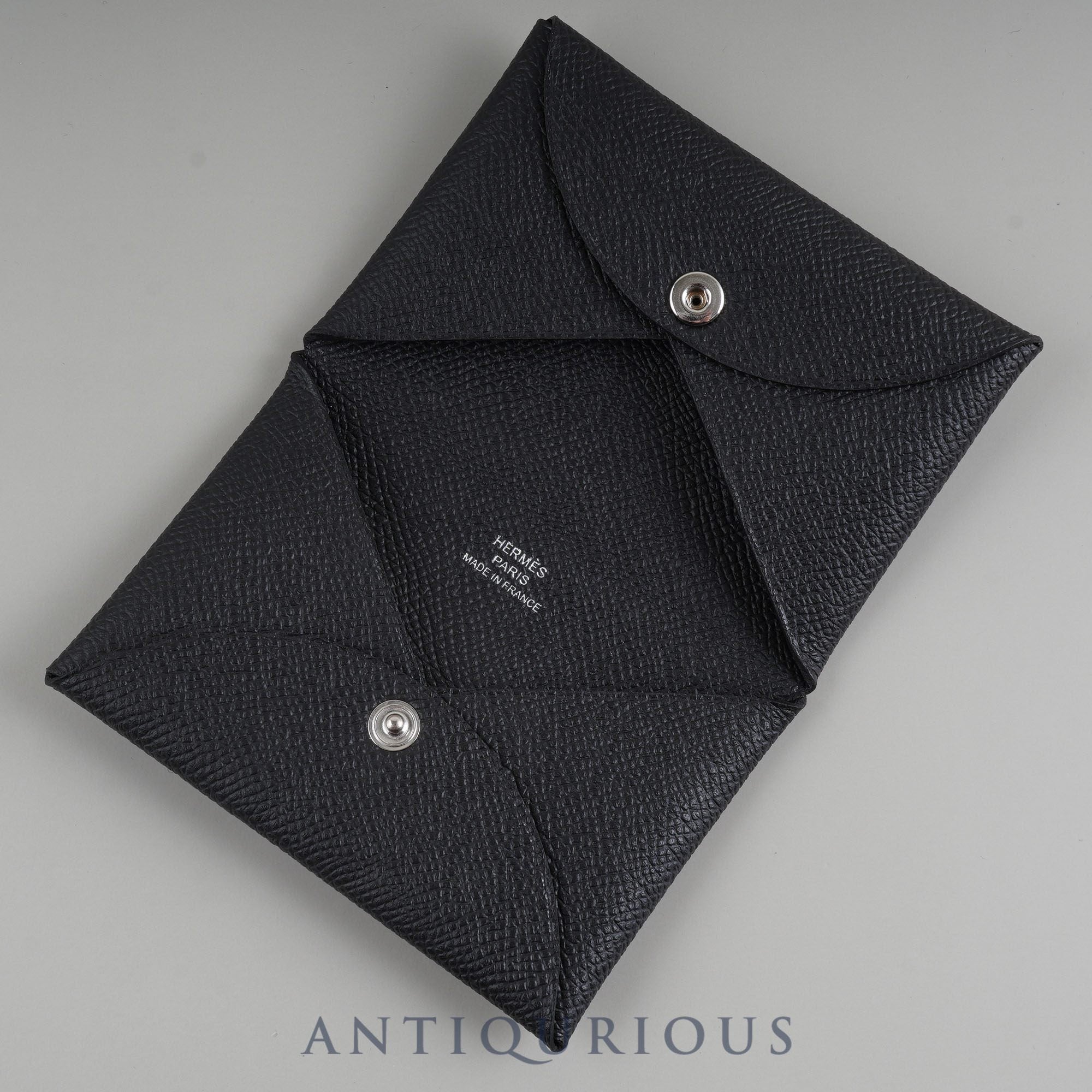 エルメス カルヴィ ヴォーエプソン ブラック カードケース 箱 W刻印