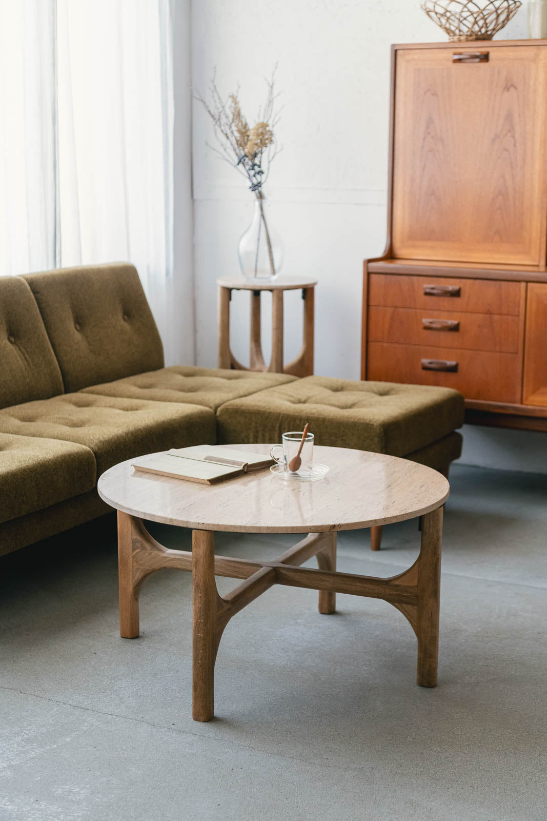 sed/met クロステーブル φ750 Low｜天然大理石×マンゴーウッドの