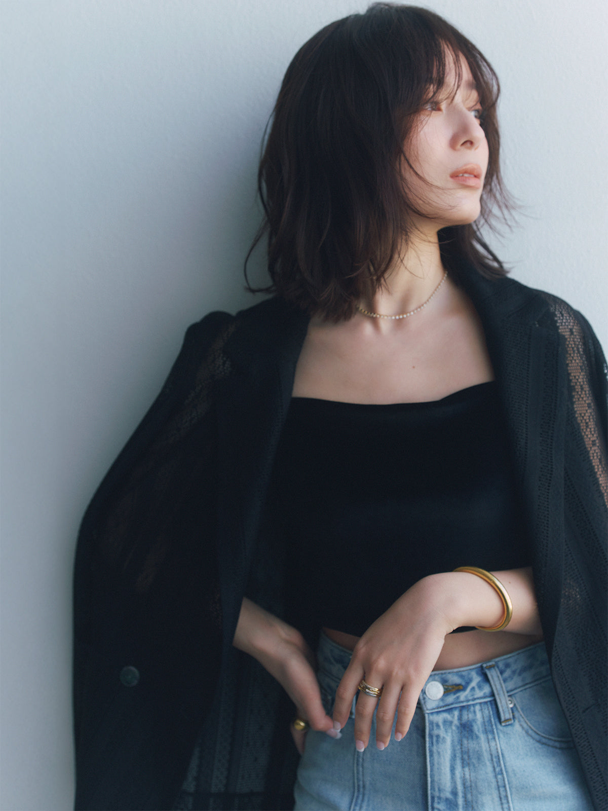 OUR WACOAL×anuans】カップインベロアショートキャミソール