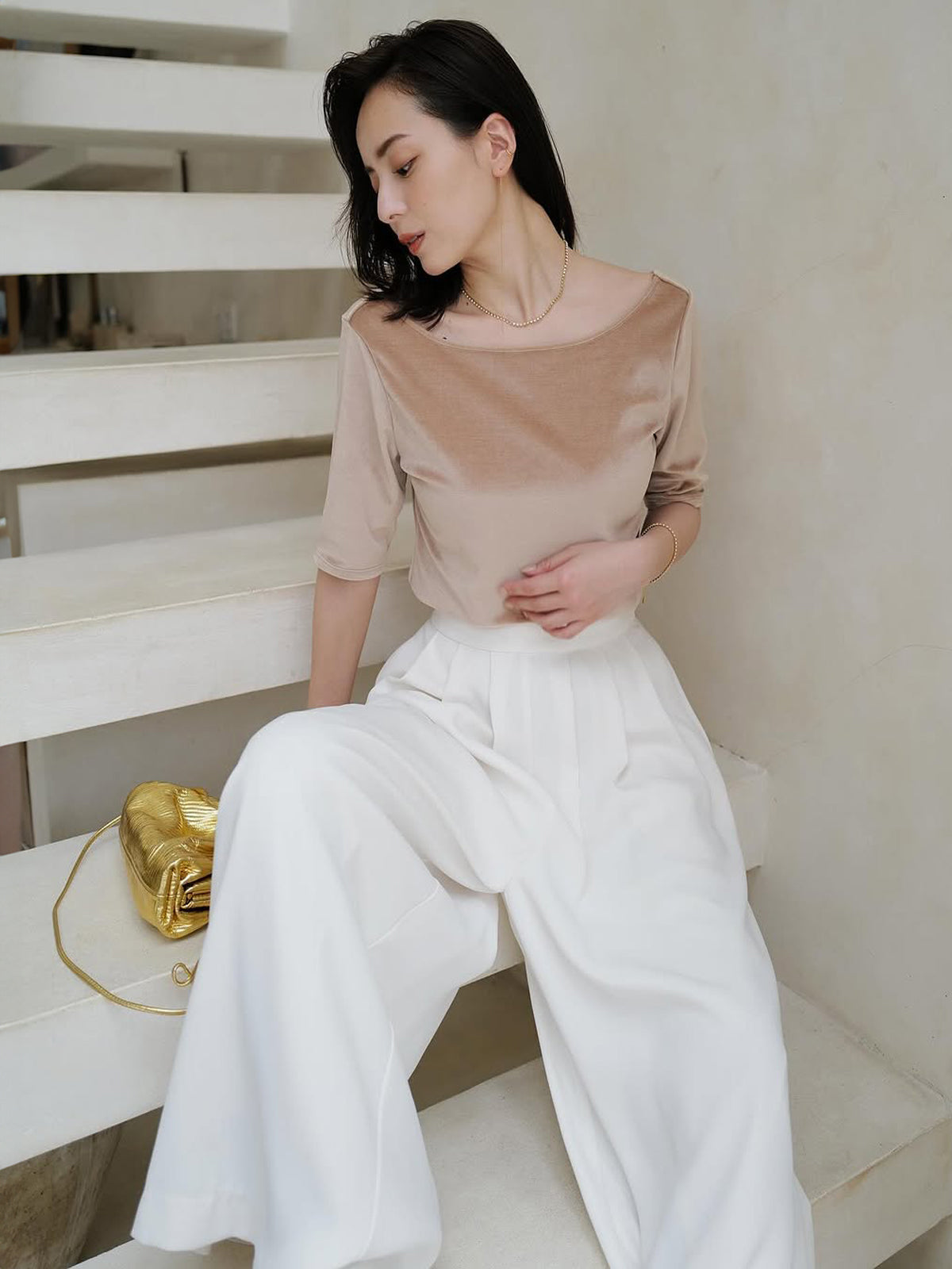 OUR WACOAL×anuans】カップインベロアトップス