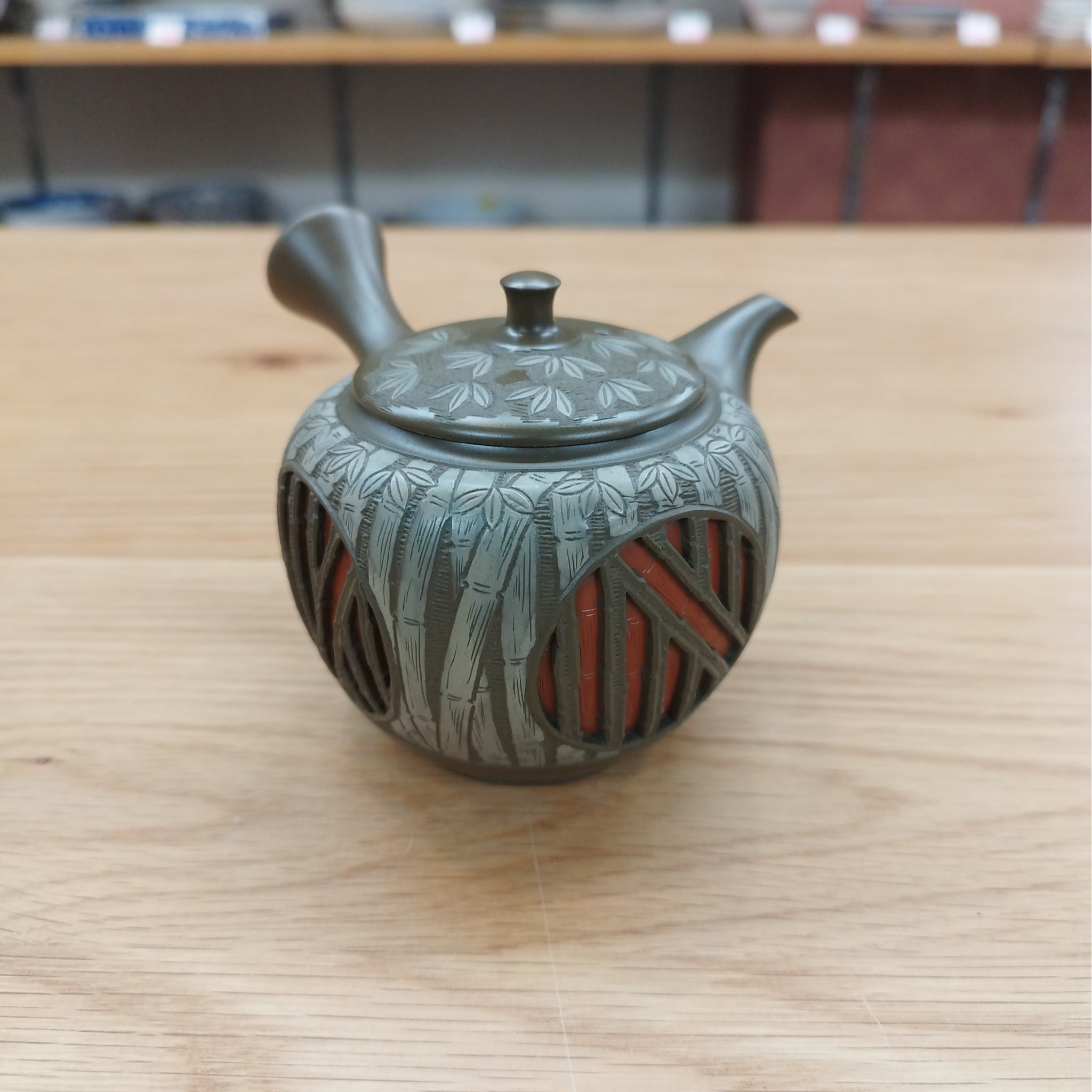 舜園 緑泥 竹透かし 急須 – 浅草やま𠮷