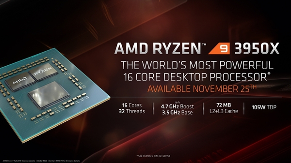 ASCII.jp：AMD、「Ryzen 9 3950X」を11月25日に749ドルで発売すると発表！