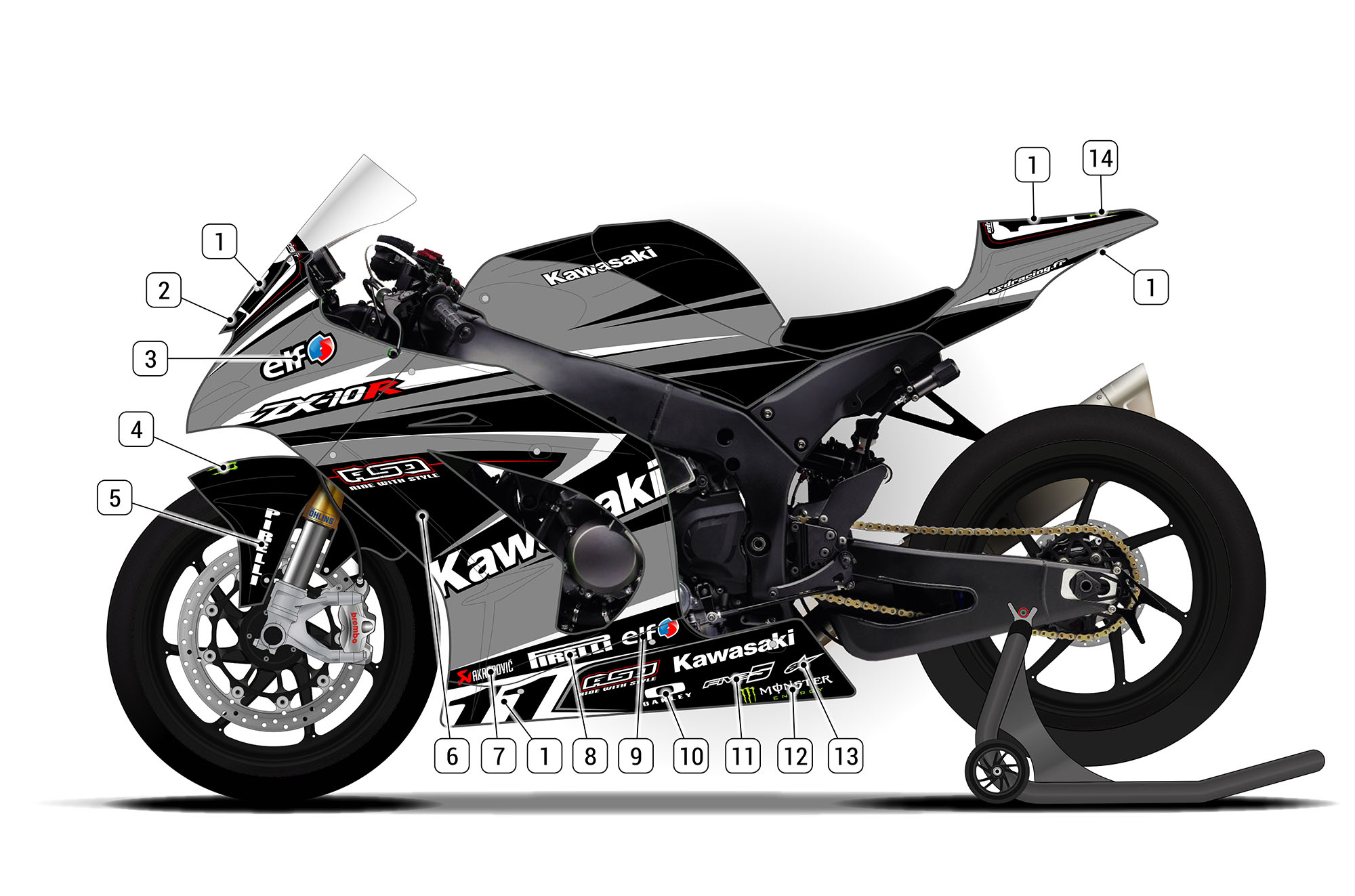 Kawasaki ZX-10R 2011/15 D1 | ASD Racing