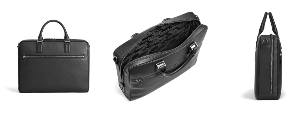 ゼロハリバートンの牛革ブリーフケース「MC Collection」。スーツ