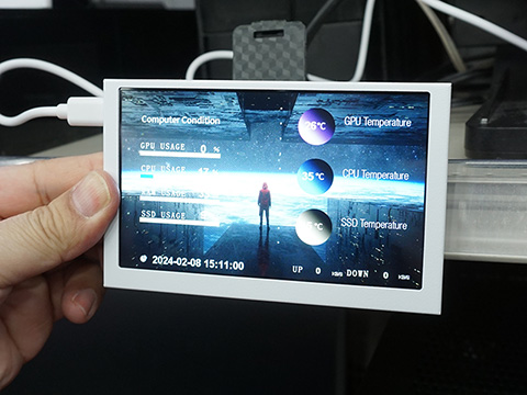 PCステータス表示用5インチモニター、表示画面のカスタマイズにも対応
