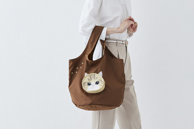 紀ノ国屋、ネコのフェイスデザインがかわいい「コンパクトバッグ」発売