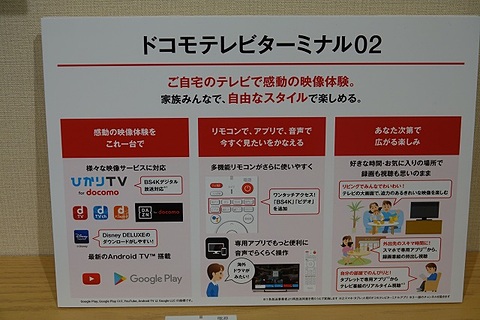 DAZNもDisney DELUXEも観られる「ドコモテレビターミナル02