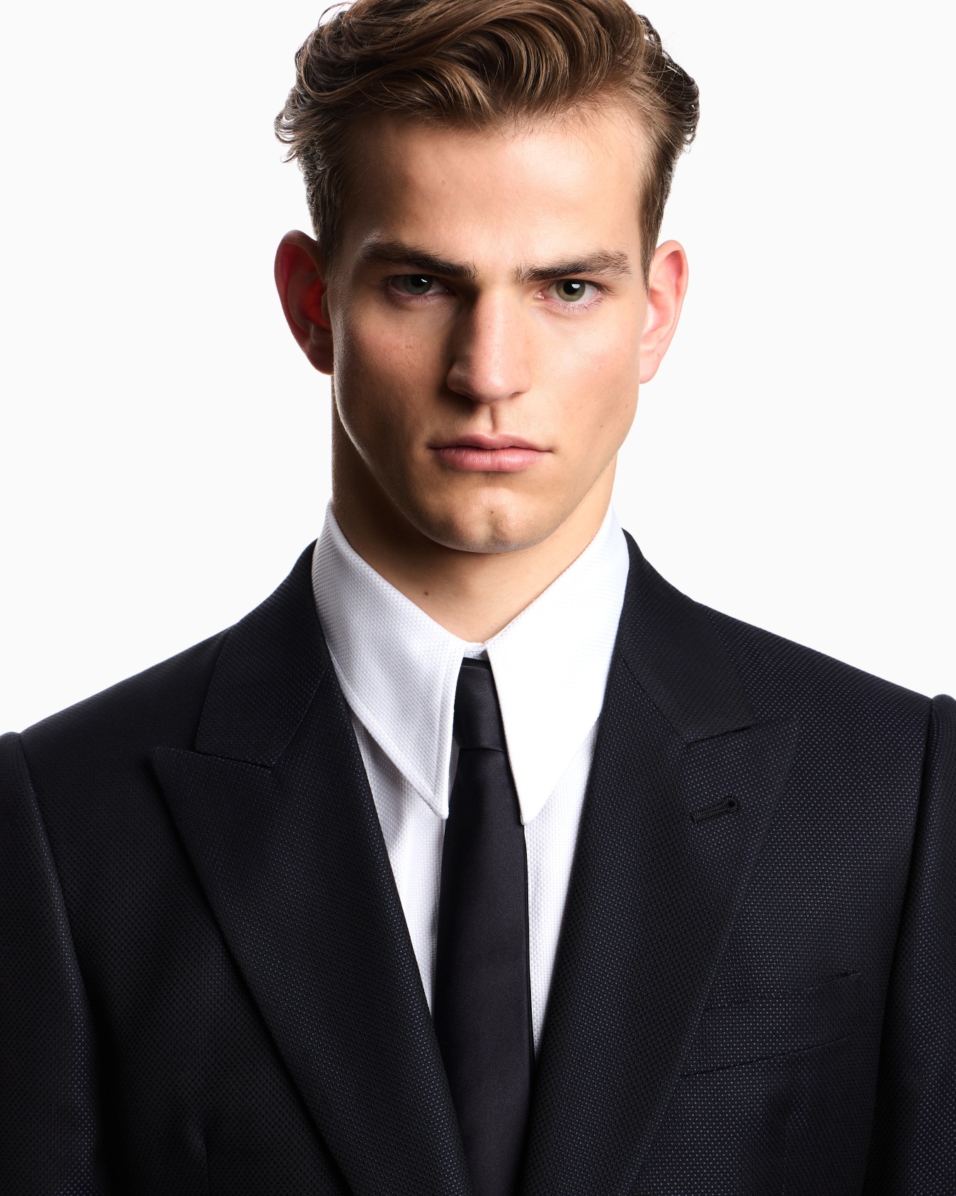 シングルブレストスーツ ウール／シルク混紡 マイクロウィーブ