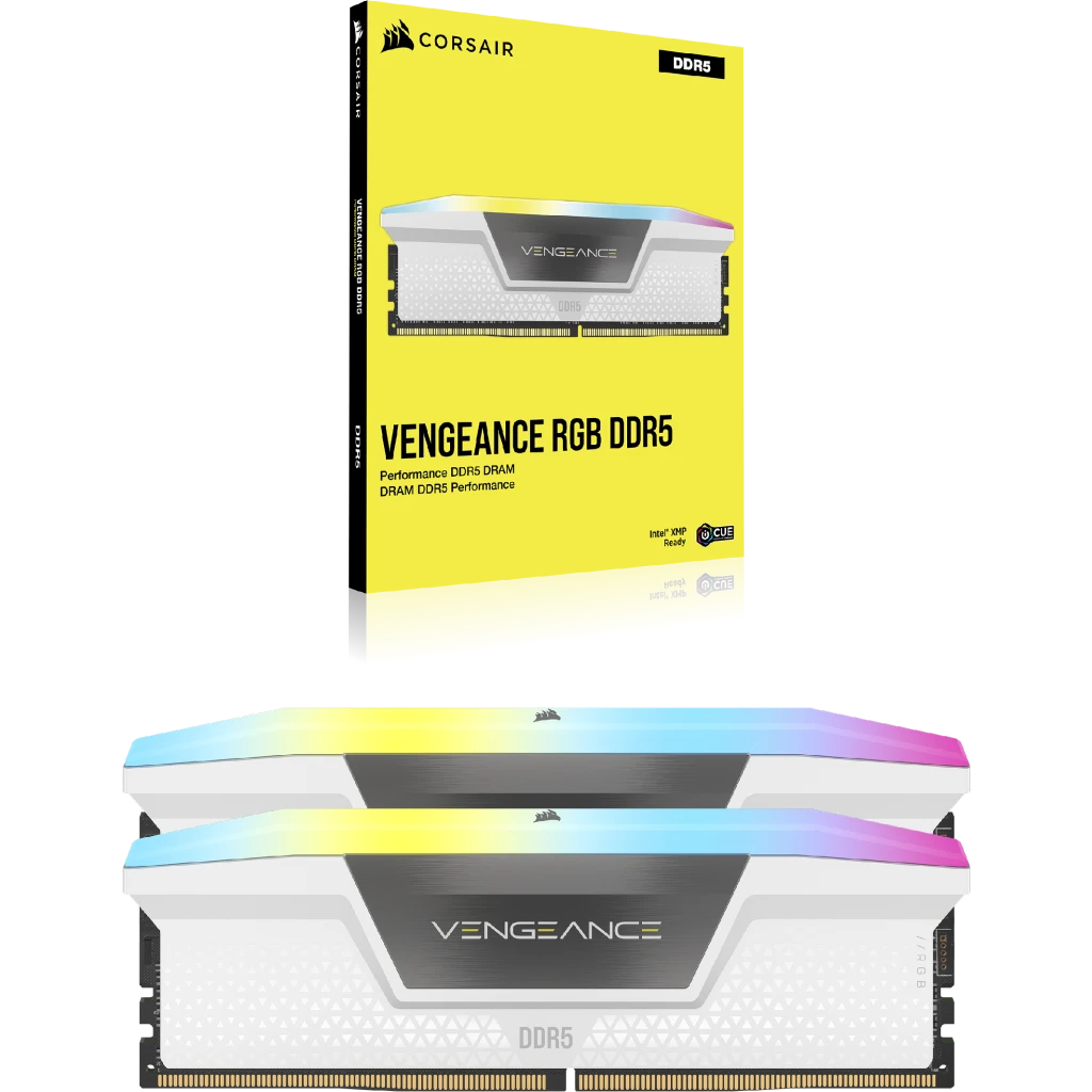 VENGEANCE® RGB 32GB (2x16GB) DDR5 DRAM 6000MHz C40 Memory Kit — White