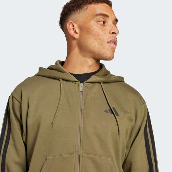 adidas Essentials 3-Stripes Fleece Hoodie - Green | Free Shipping