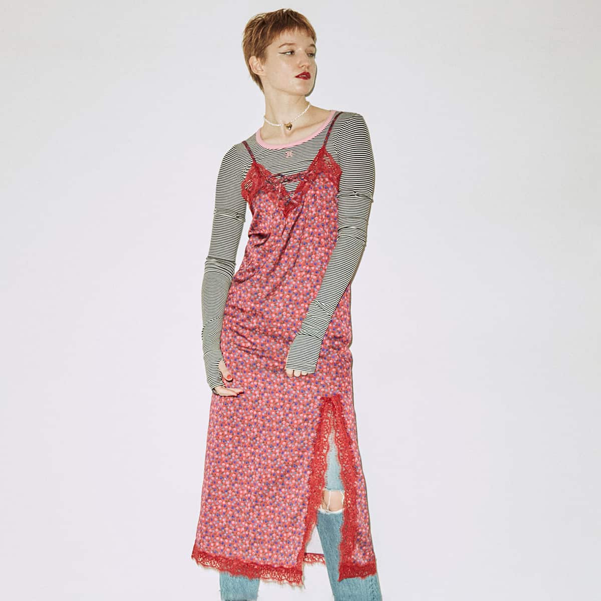 ANNA SUI jouetie フラワーキャミワンピ RED 22FA-I（アナスイ