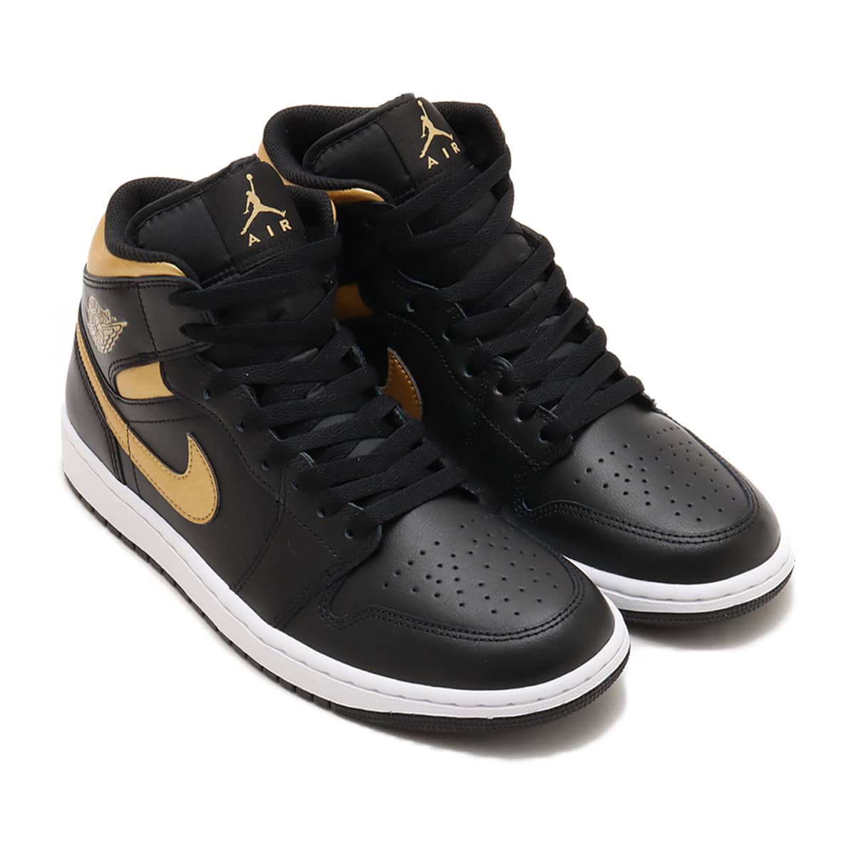 JORDAN BRAND AIR JORDAN 1 MID BLACK/METALLIC GOLD-WHITE