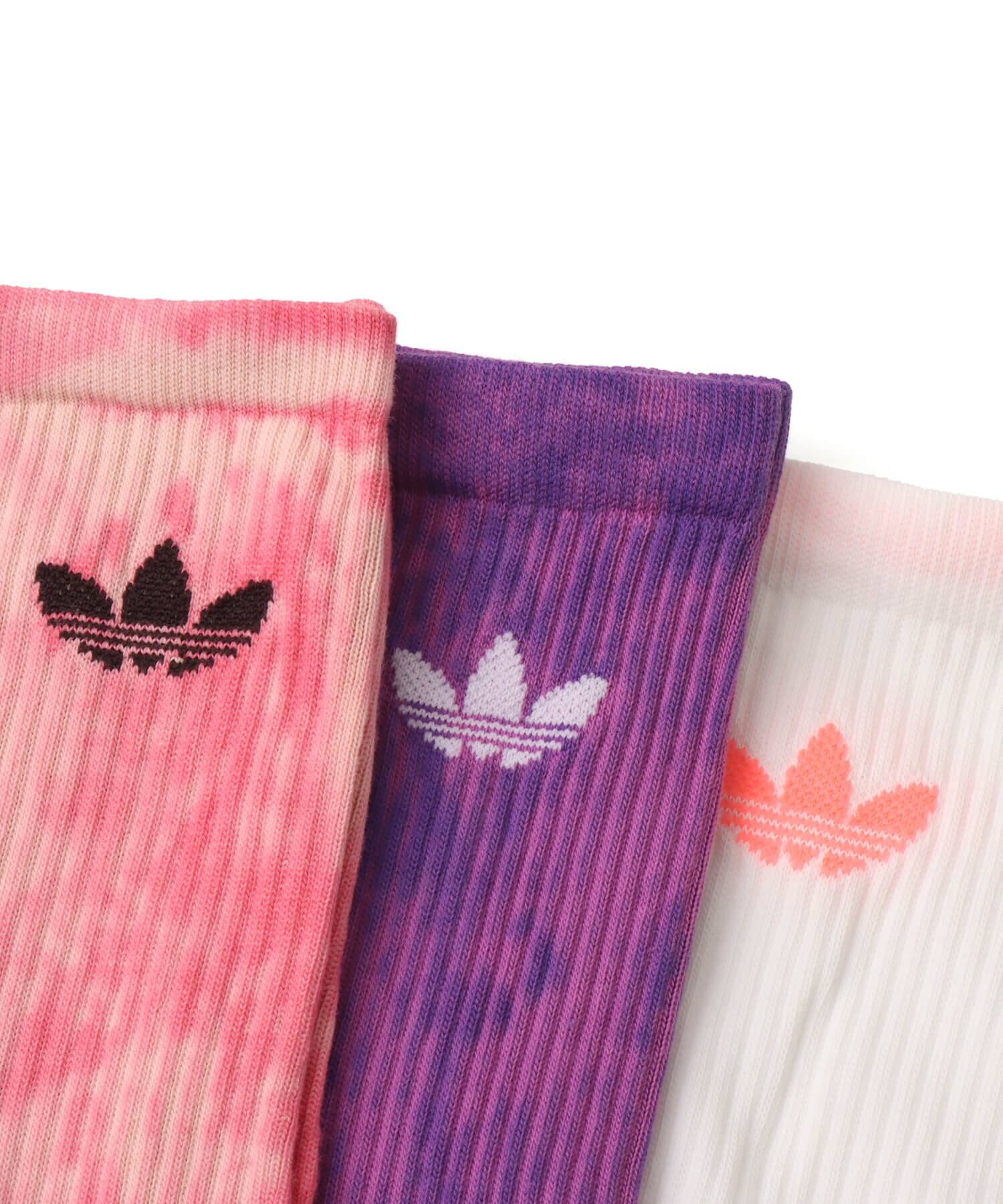 adidas TIE DYE CREW SOCKS 3 PAIRS ブラッシュピンク/パープル