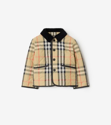チェック キルティング ナイロン バーンジャケット (サンド