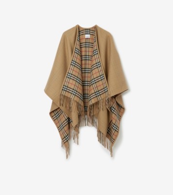 リバーシブル チェック ウールケープ (アーカイブベージュ) | Burberry