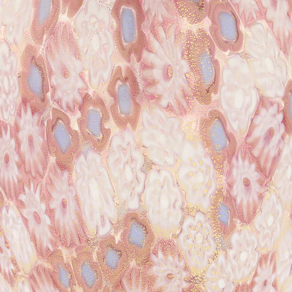 Murano Glass Vases | Golden Quilt Millefiori Urn Vase - Pink