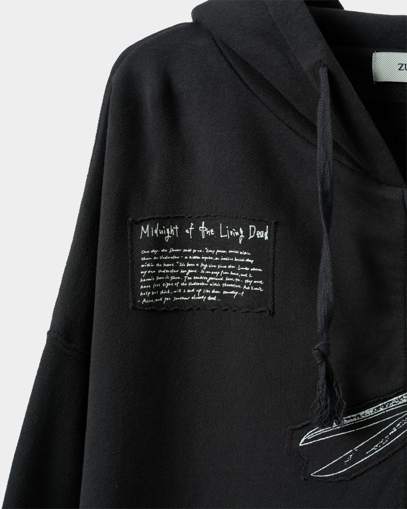 Scissors Full-zip Hoodie (Vintage Black) - ZUTOMAYO MART