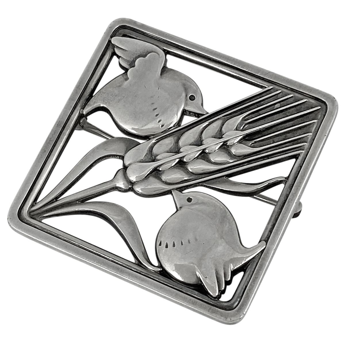 ジョージジェンセン 250 ブローチ 小鳥 スクエア 925 シルバー 2270