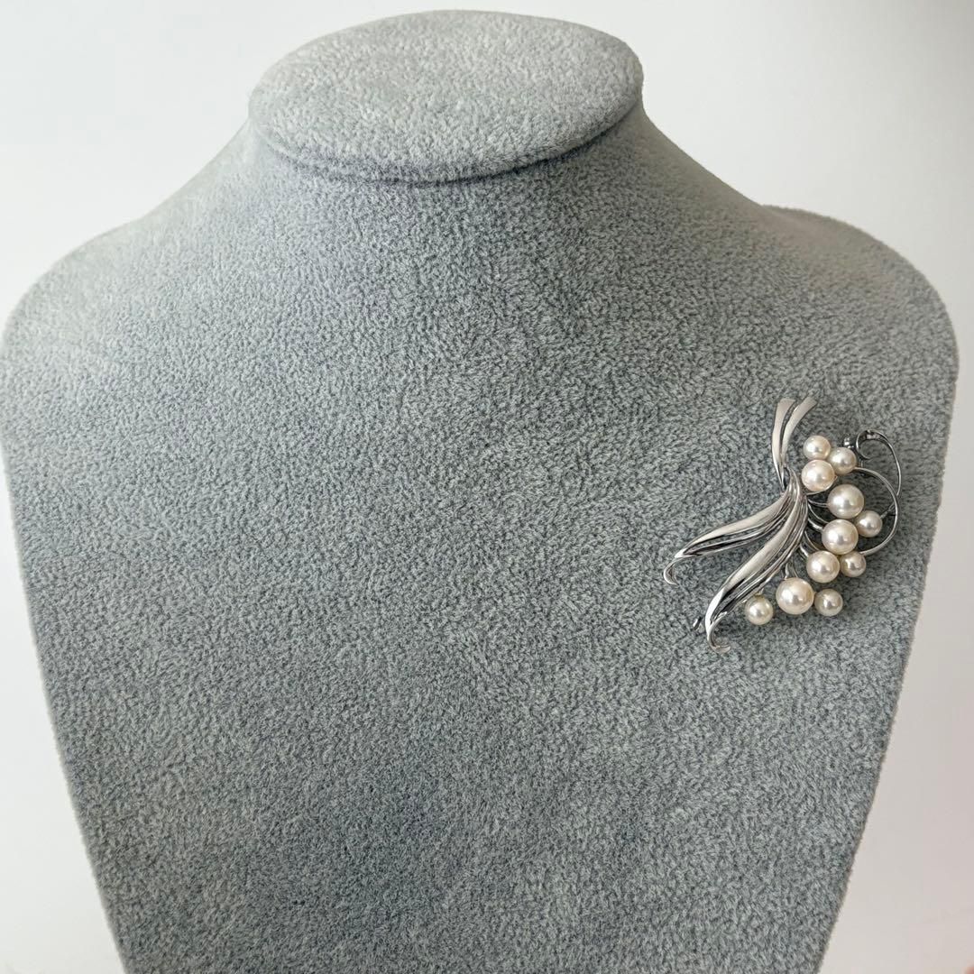 384【ミキモト】シルバー パール ブローチ - メルカリ