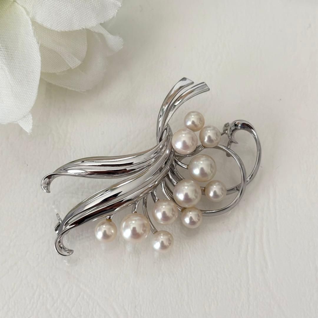 384【ミキモト】シルバー パール ブローチ - メルカリ