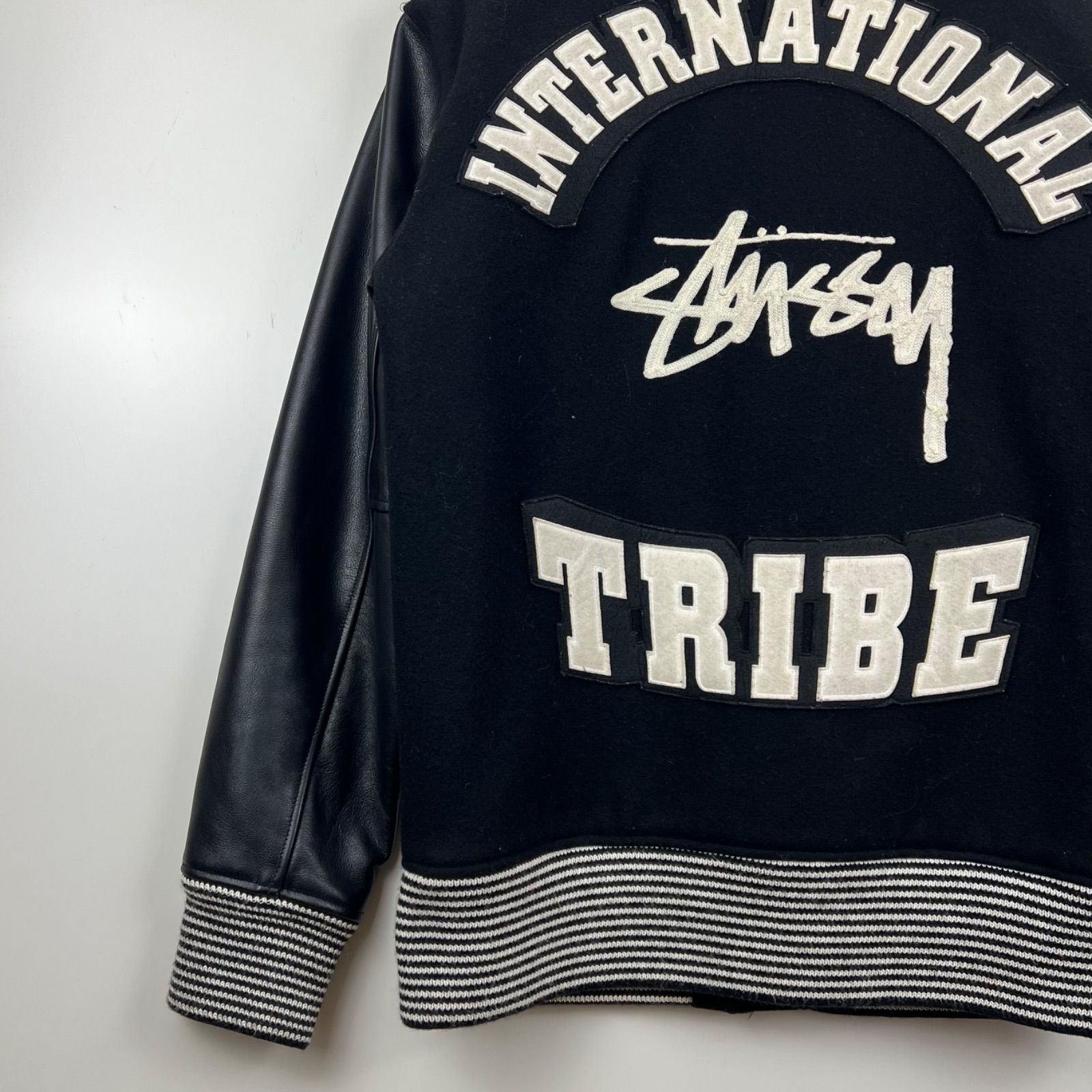 STUSSY NEXUS7 30th RETROSPECTIVE leather sleeve varsity jacket L