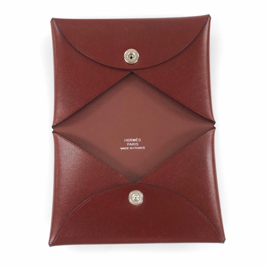 HERMES エルメス カルヴィ ボックスカーフ ボルドー カードケース 名刺