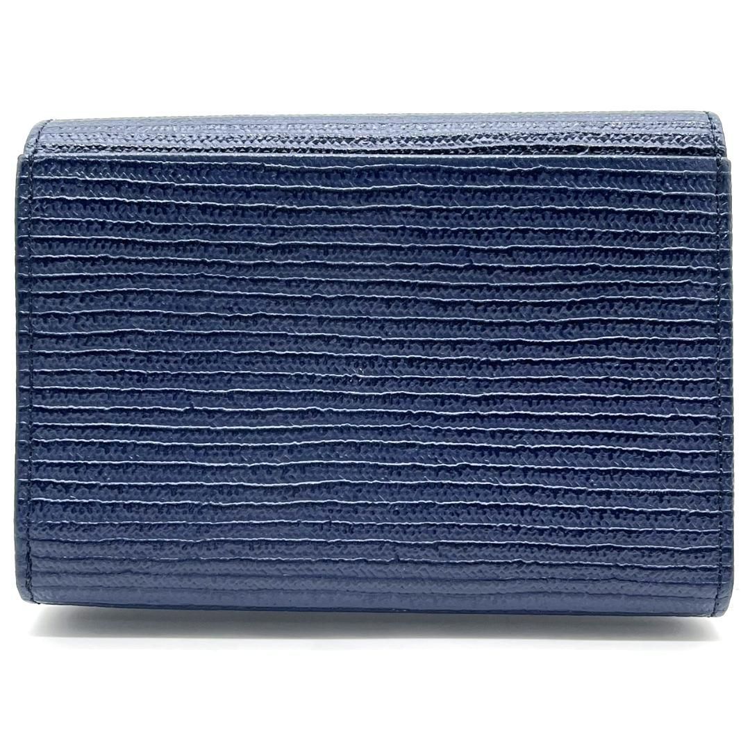 ニナリッチ NINA RICCI PVC レザー 二つ折り財布 ネイビー 半月ロゴ L