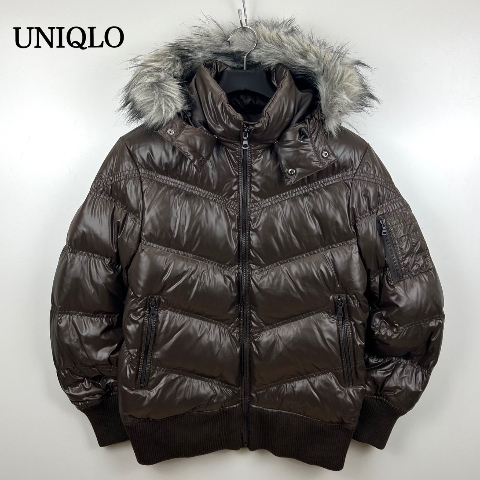 UNIQLO 00s y2k archive shiny fur down jacket S ユニクロ 光沢