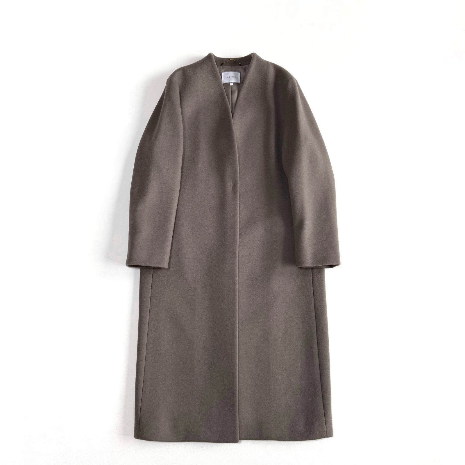 ◇美品◇ BEIGE, ベイジ PASSY ノーカラー ロングコート 4 きれいめ