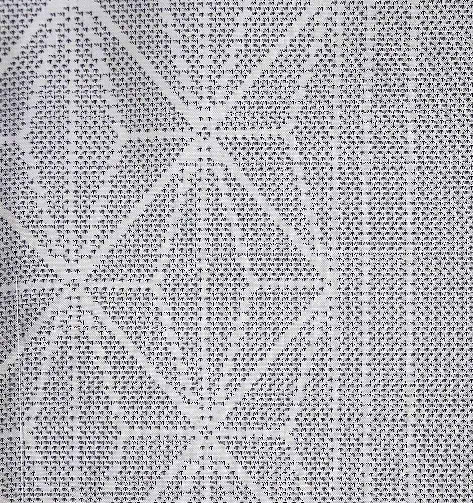 白大島紬 袷 正絹 ライトグレー 麻の葉 蚊絣 縦縞 Sサイズ ki31392 未