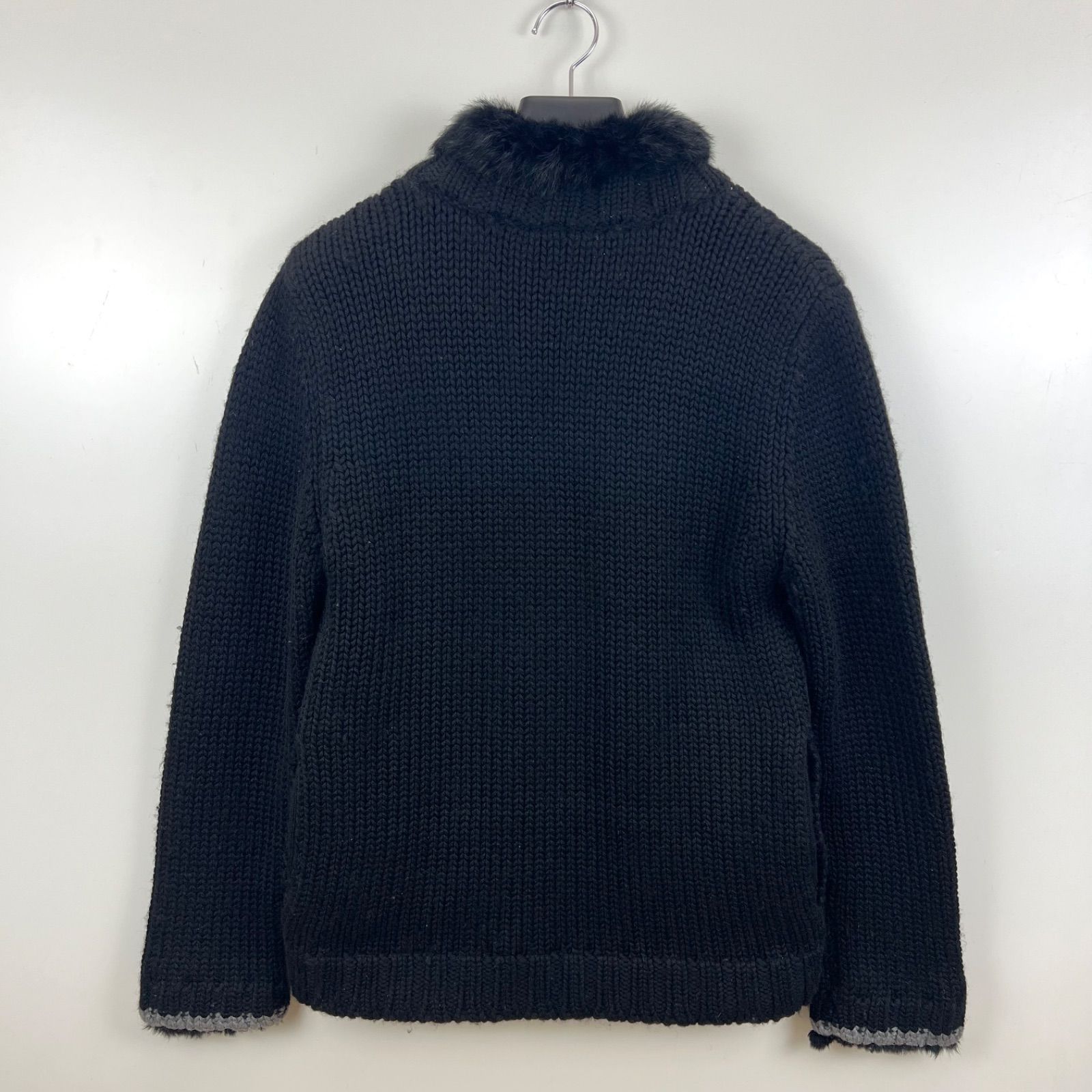 BURBERRY BLACK LABEL 00s y2k WOOL cowichan zip knit sweater 3 L