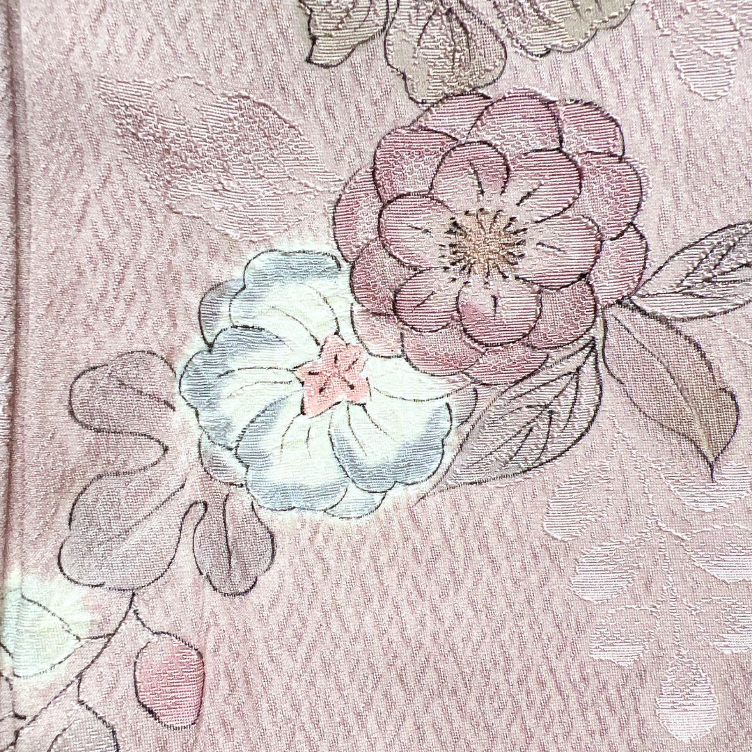 未着用 小紋 絞り 辻ヶ花 椿 藤 菊花 着物 013b d ms - メルカリ