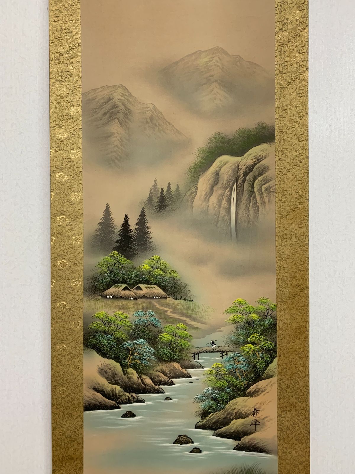 掛け軸】334 春峰「色山水」#茶掛 #掛軸 #古美術 #骨董 #お値下げ歓迎