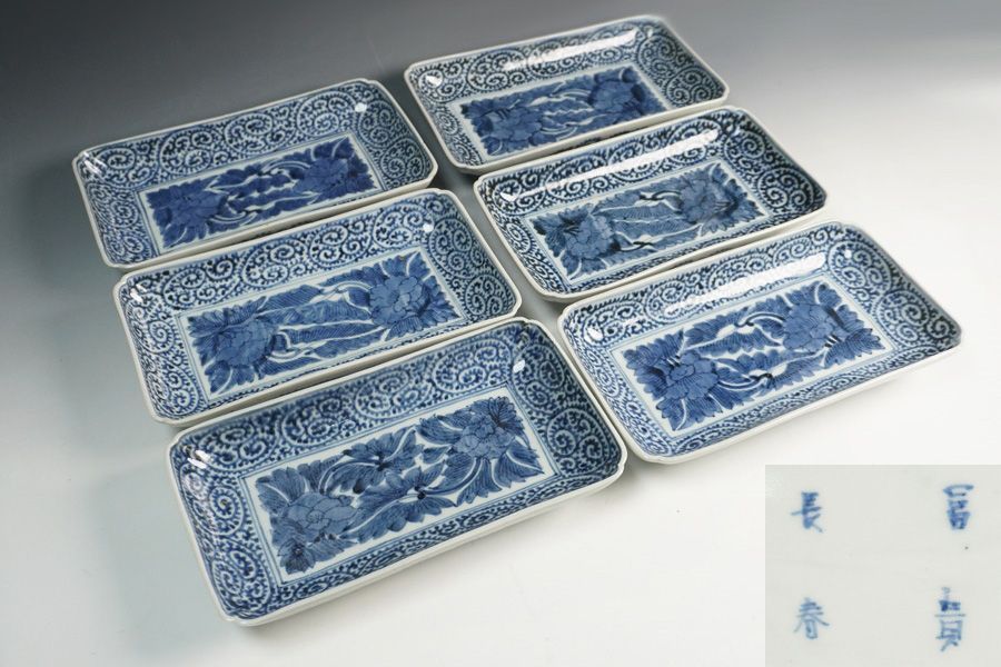 伊万里焼 富貴長春 蛸唐草 四方皿 長皿 6客 懐石道具 - メルカリ