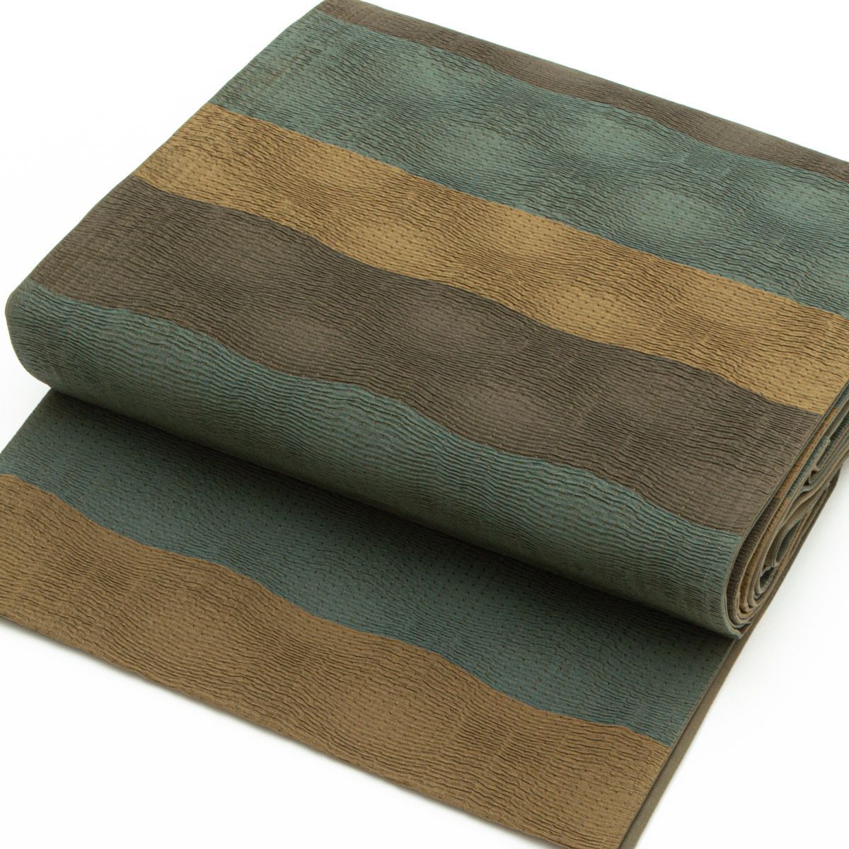 小森草木染工房 小森久】開き名古屋帯 ゆらぎ縞 横段 博多織 東京ます