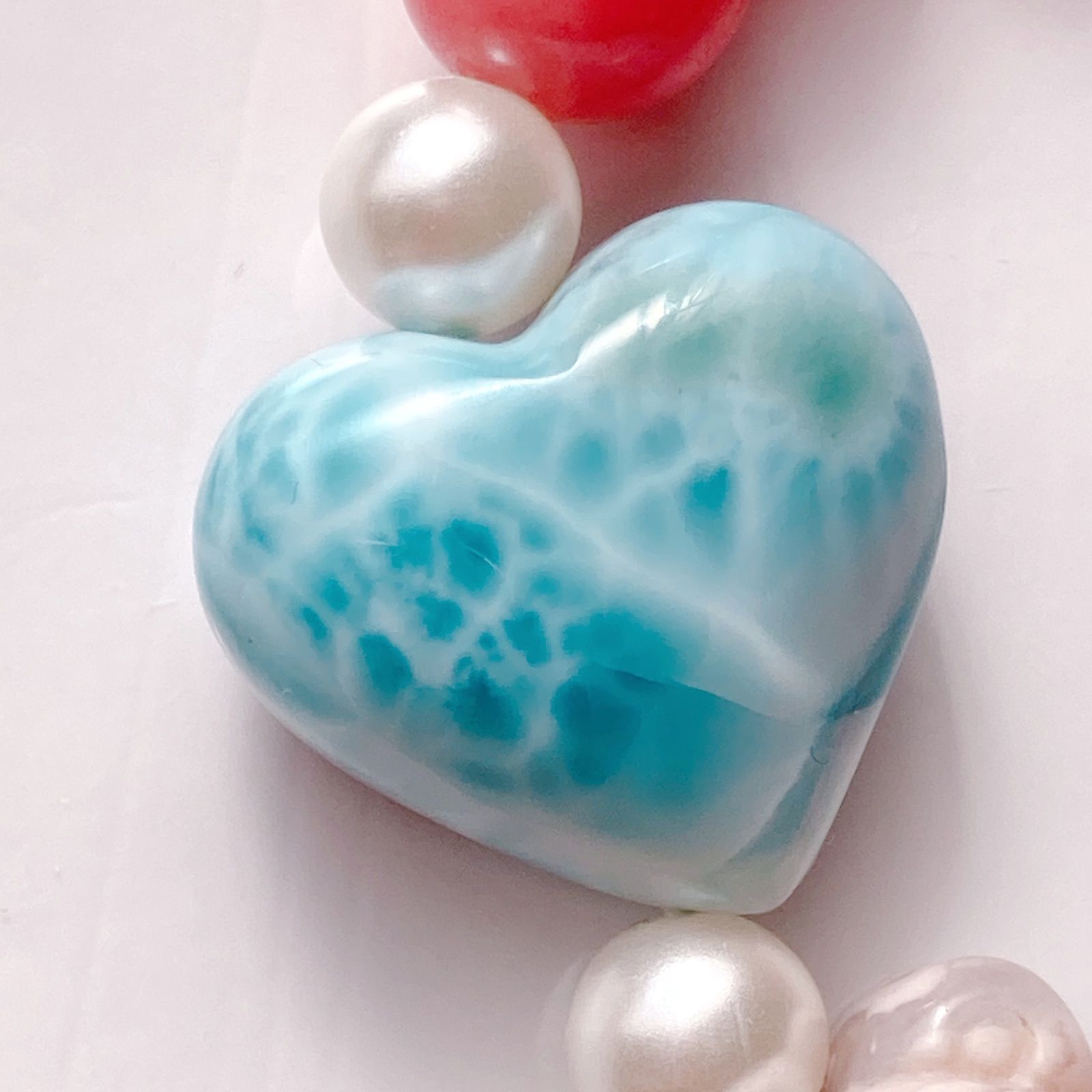 ラリマーハートロードナイトくまちゃんピンクジェイド天然石