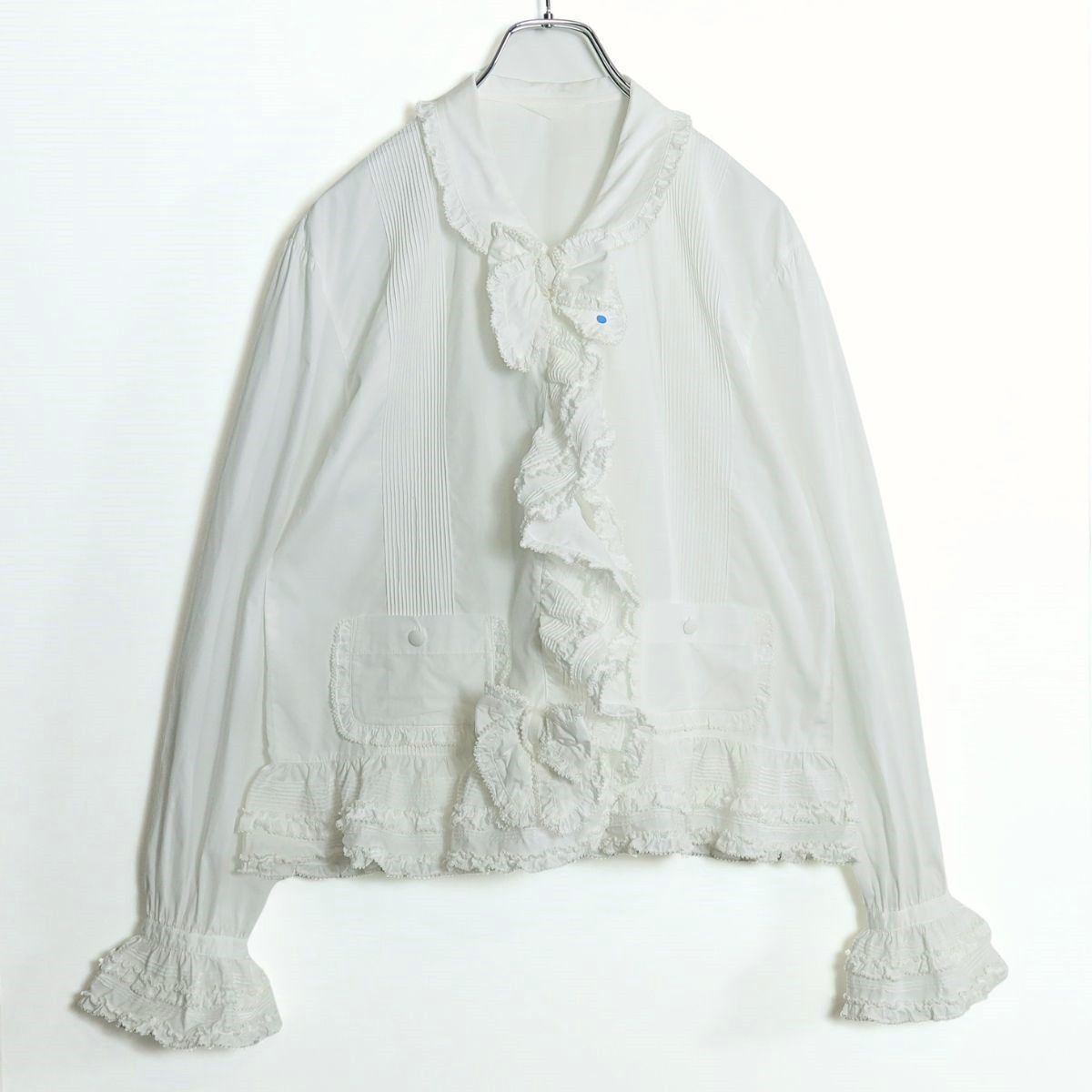 美品】ピンクハウス☆リボン&フリル♪長袖ブラウス はおりもの 白系