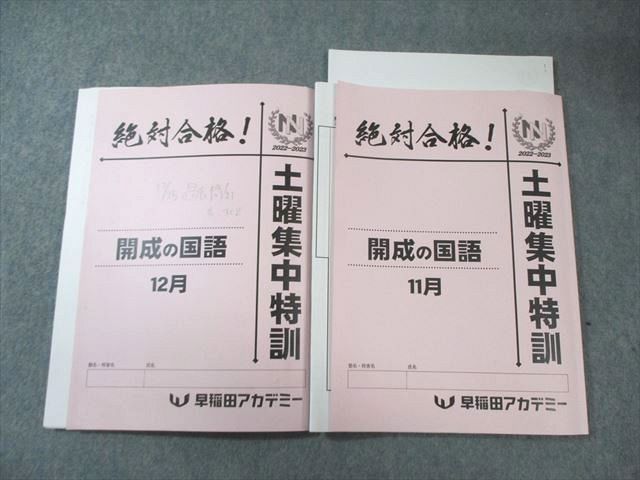 早稲田アカデミー 小6 土曜集中特訓 開成の国語 11月/12月 計2冊