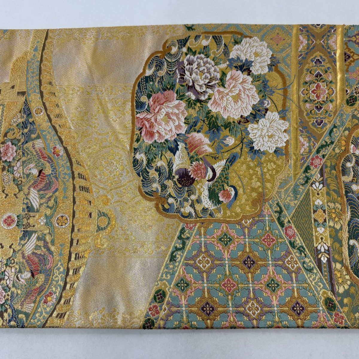 袋帯 秀品 華文 花鳥 金糸 刺繍 金色 六通 正絹 【中古】 - メルカリ