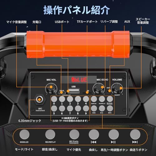 スピーカーセット JYX カラオケセット 家庭用 拡声器 ワイヤレスマイク