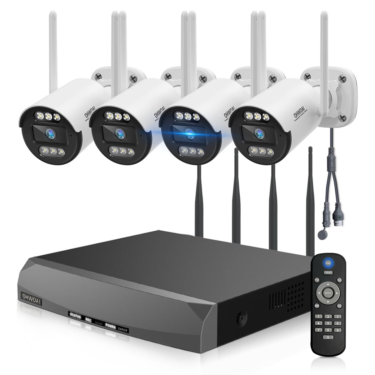 新品】【カラー暗視撮影・双方向通話】OHWOAI 防犯カメラセット 4台