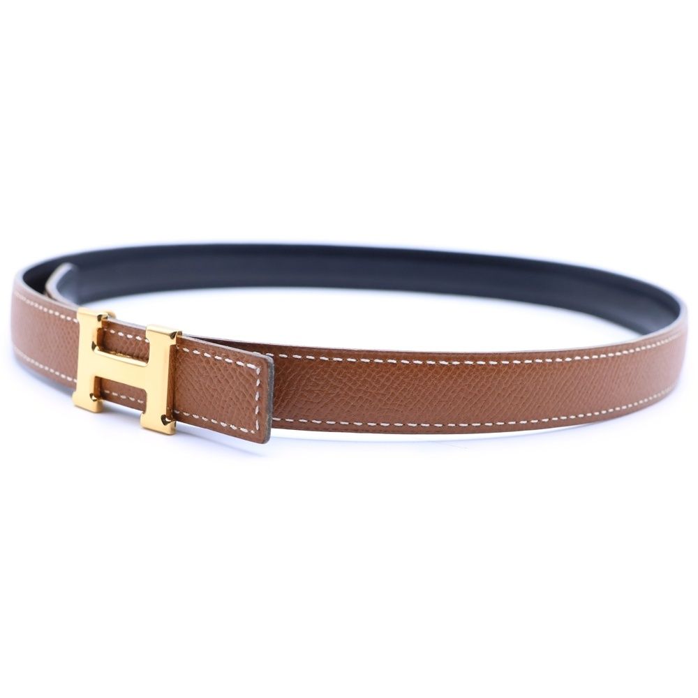 HERMES (エルメス) コンスタンスHベルト ブラック×ブラウン レザー