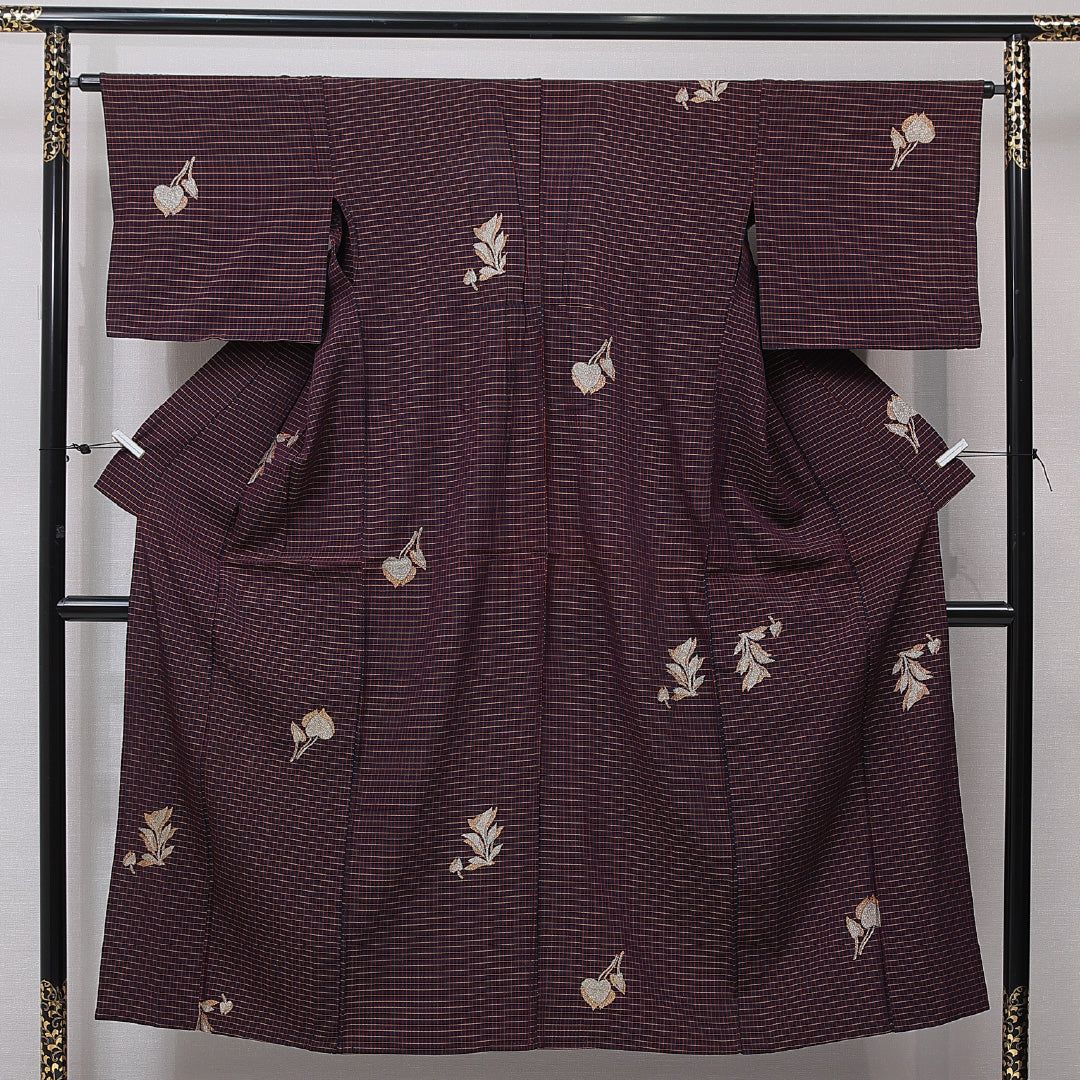 アンティーク お召 単衣 身丈147cm 裄丈64cm 正絹 Cランク XSサイズ