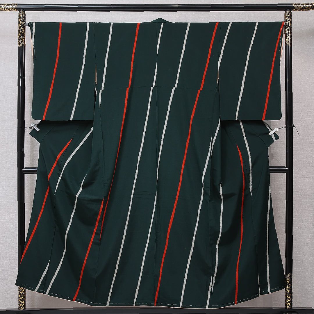 アンティーク お召 袷 身丈152cm 裄丈66cm 正絹 Cランク Sサイズ バチ