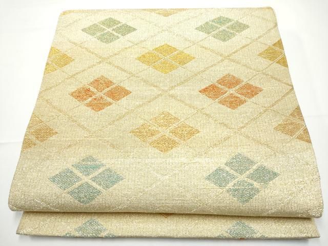 平和屋着物○桝屋高尾 ねん金綴錦 六通柄袋帯 彩武田菱 金糸 正絹 逸品